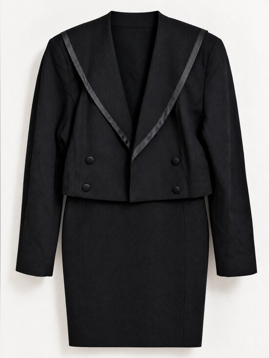 Tahari Jackets & Blazers - Vintage Tahari Retro Wool Jacket and Skirt Suit In Rich Black